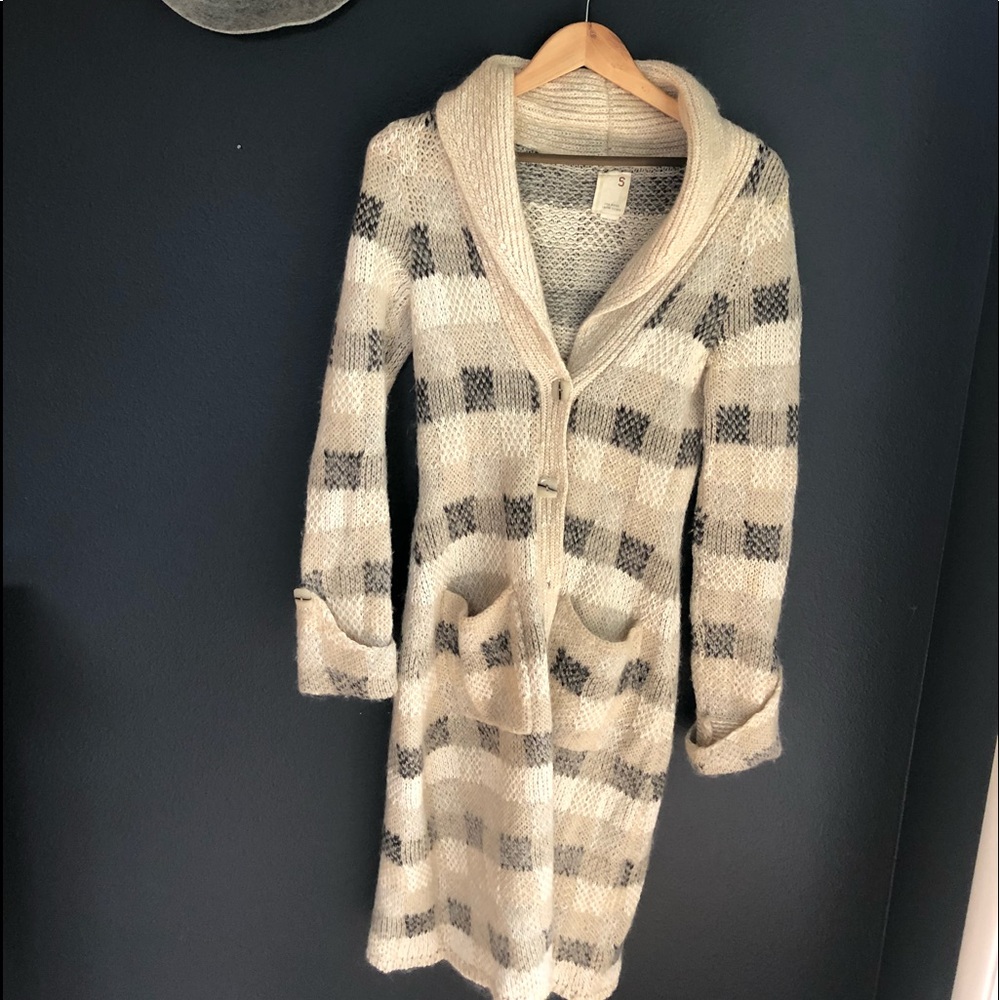 Anthropologie long sweater coat cream size S